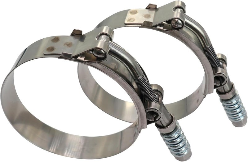 ROADFORMER 3.5" Hevy Duty T Bolt Hose Clamp Stainless Steel - Spring Loaded 95-103mm for 3.5" I.D. Hose with 3mm - 6mm Wall Thickness, Auto-adjusting maintain Constant Tension (95mm - 103mm, 2 Pack) - Image 4
